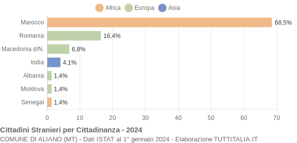 Grafico cittadinanza stranieri - Aliano 2024