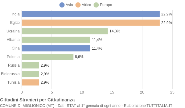 Grafico cittadinanza stranieri - Miglionico 2006