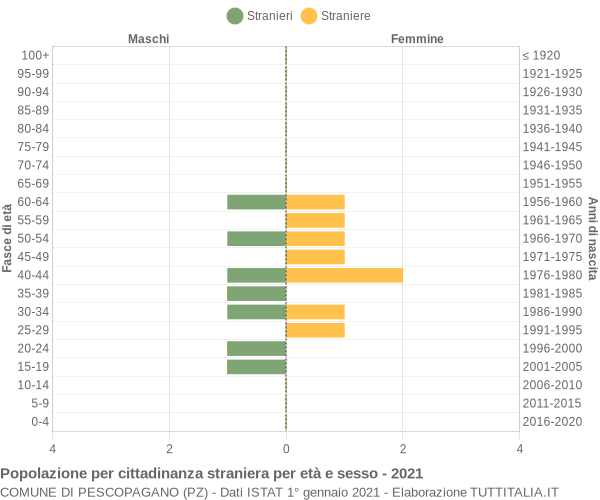 Grafico cittadini stranieri - Pescopagano 2021