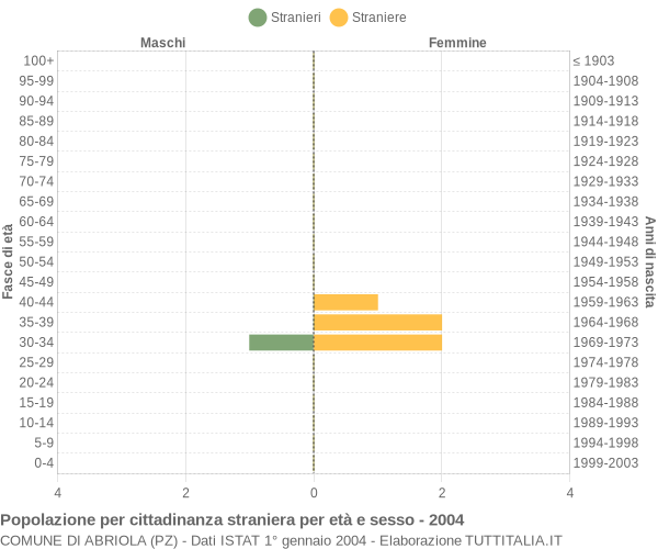 Grafico cittadini stranieri - Abriola 2004