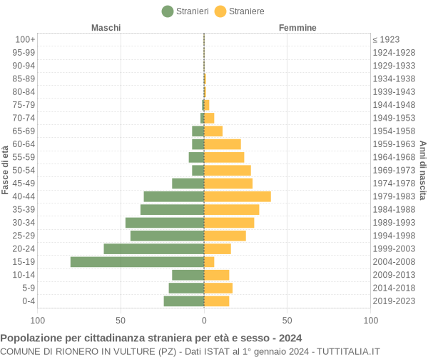 Grafico cittadini stranieri - Rionero in Vulture 2024