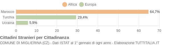 Grafico cittadinanza stranieri - Miglierina 2005