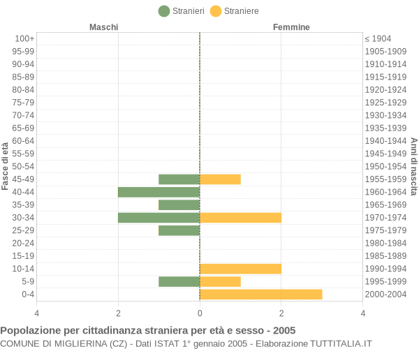 Grafico cittadini stranieri - Miglierina 2005