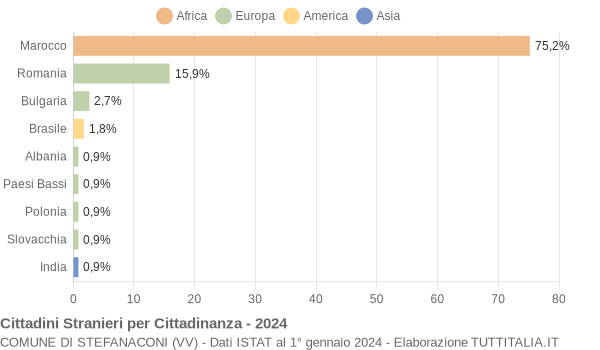 Grafico cittadinanza stranieri - Stefanaconi 2024