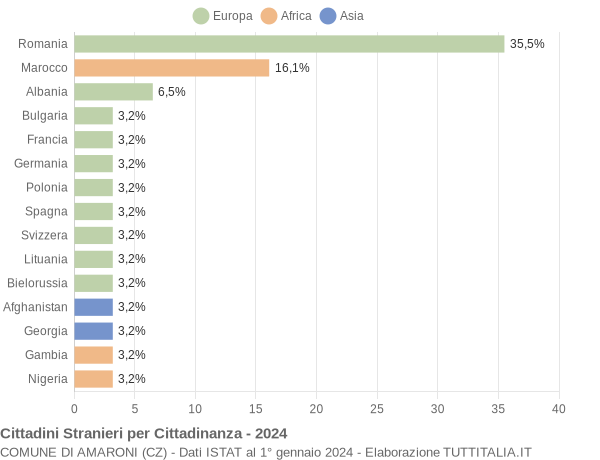 Grafico cittadinanza stranieri - Amaroni 2024