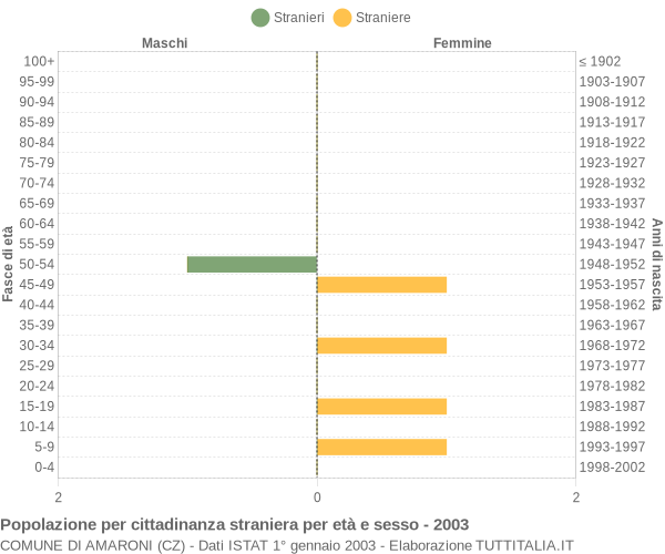 Grafico cittadini stranieri - Amaroni 2003