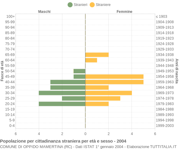 Grafico cittadini stranieri - Oppido Mamertina 2004