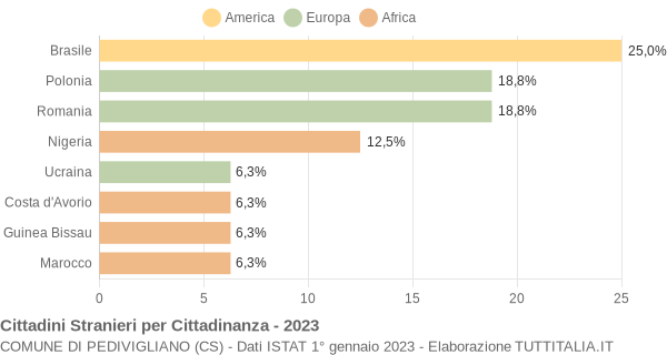 Grafico cittadinanza stranieri - Pedivigliano 2023