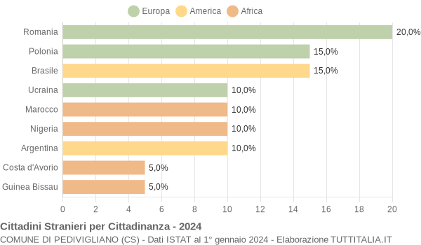 Grafico cittadinanza stranieri - Pedivigliano 2024