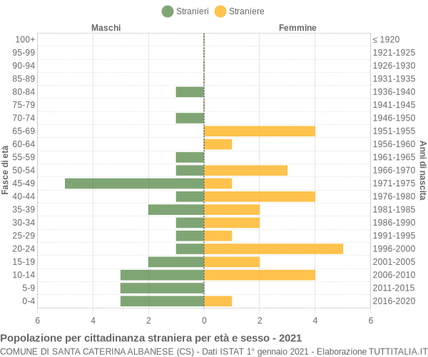 Grafico cittadini stranieri - Santa Caterina Albanese 2021