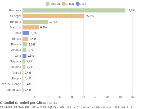 Grafico cittadinanza stranieri - San Pietro a Maida 2013