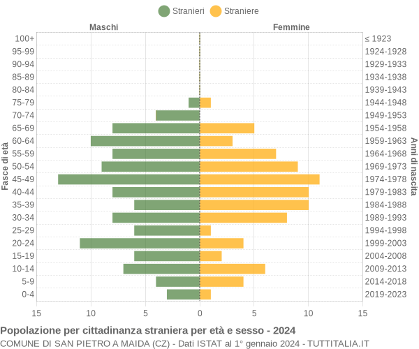 Grafico cittadini stranieri - San Pietro a Maida 2024