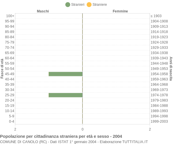 Grafico cittadini stranieri - Canolo 2004