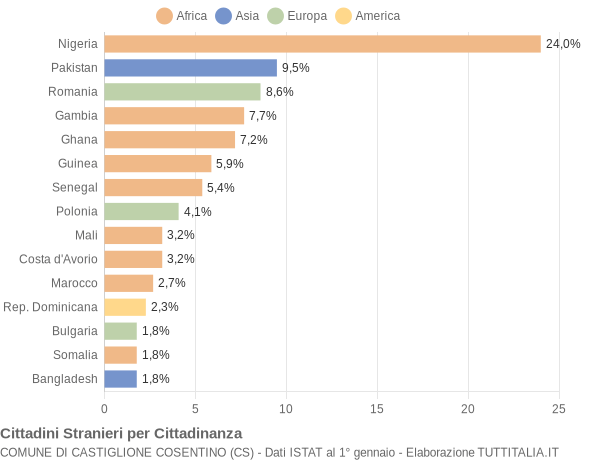 Grafico cittadinanza stranieri - Castiglione Cosentino 2020