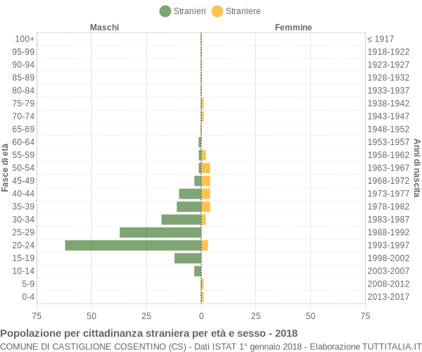 Grafico cittadini stranieri - Castiglione Cosentino 2018