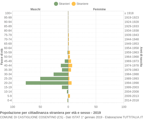 Grafico cittadini stranieri - Castiglione Cosentino 2019