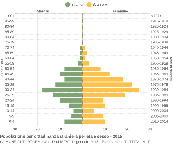 Grafico cittadini stranieri - Tortora 2015