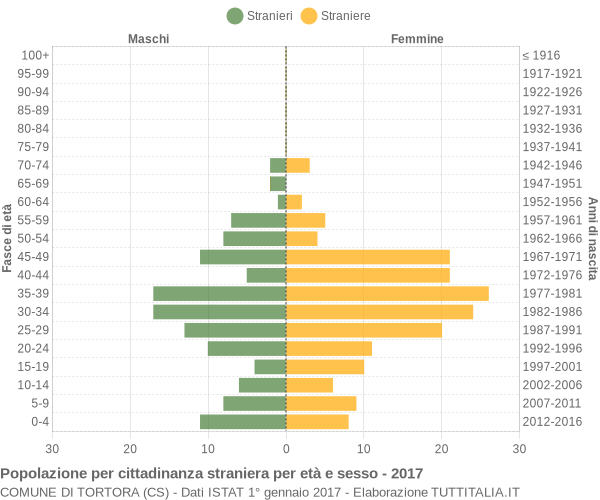 Grafico cittadini stranieri - Tortora 2017