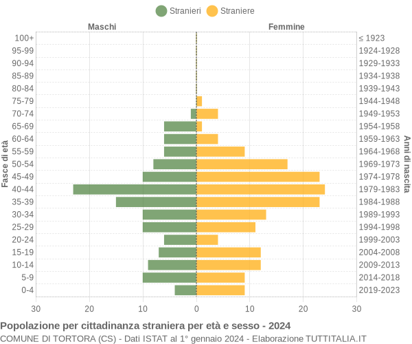 Grafico cittadini stranieri - Tortora 2024