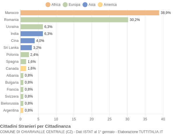 Grafico cittadinanza stranieri - Chiaravalle Centrale 2013