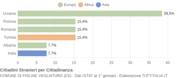 Grafico cittadinanza stranieri - Figline Vegliaturo 2018