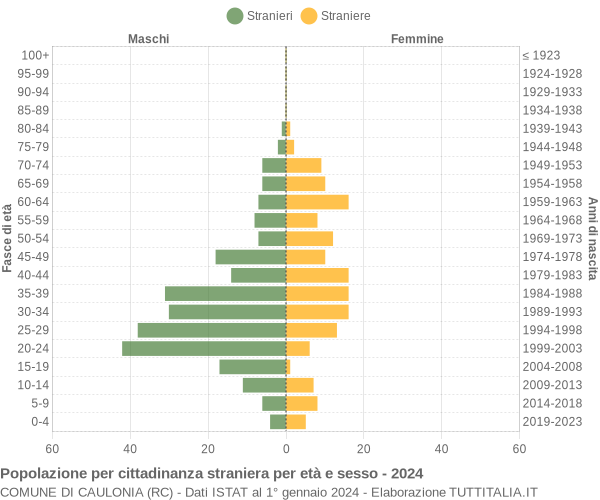 Grafico cittadini stranieri - Caulonia 2024