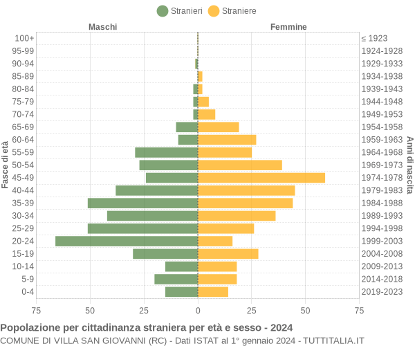 Grafico cittadini stranieri - Villa San Giovanni 2024