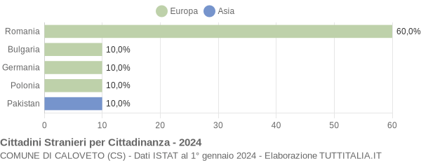 Grafico cittadinanza stranieri - Caloveto 2024