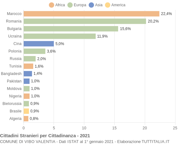 Grafico cittadinanza stranieri - Vibo Valentia 2021