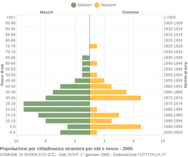 Grafico cittadini stranieri - Badolato 2005