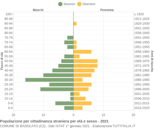 Grafico cittadini stranieri - Badolato 2021