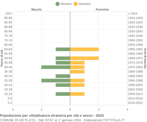 Grafico cittadini stranieri - Aieta 2024