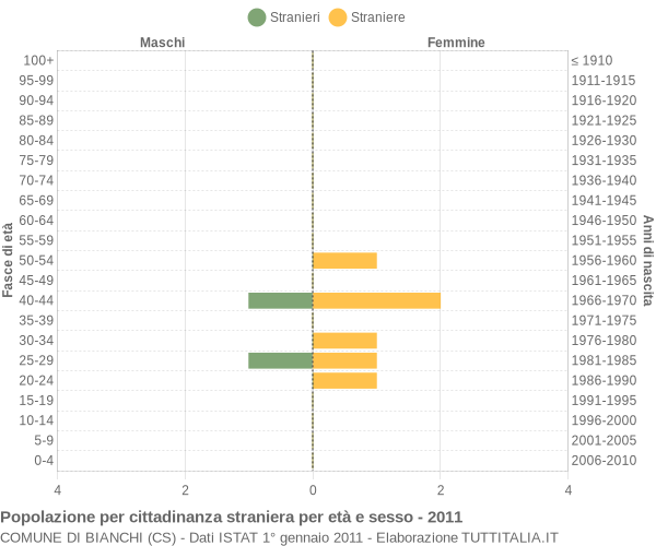 Grafico cittadini stranieri - Bianchi 2011