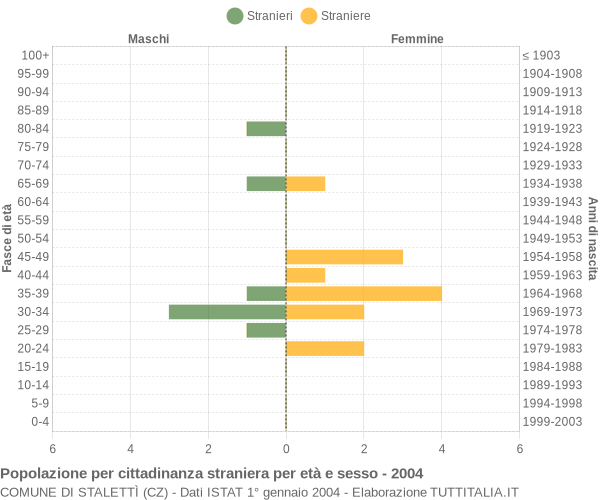 Grafico cittadini stranieri - Stalettì 2004