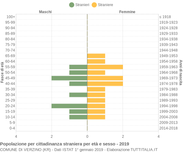 Grafico cittadini stranieri - Verzino 2019