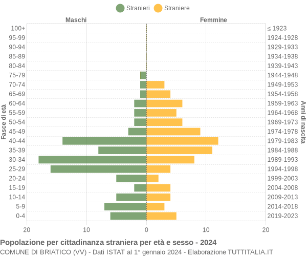 Grafico cittadini stranieri - Briatico 2024