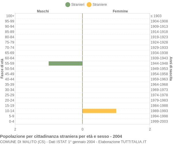 Grafico cittadini stranieri - Malito 2004