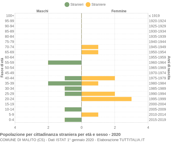 Grafico cittadini stranieri - Malito 2020