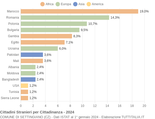 Grafico cittadinanza stranieri - Settingiano 2024