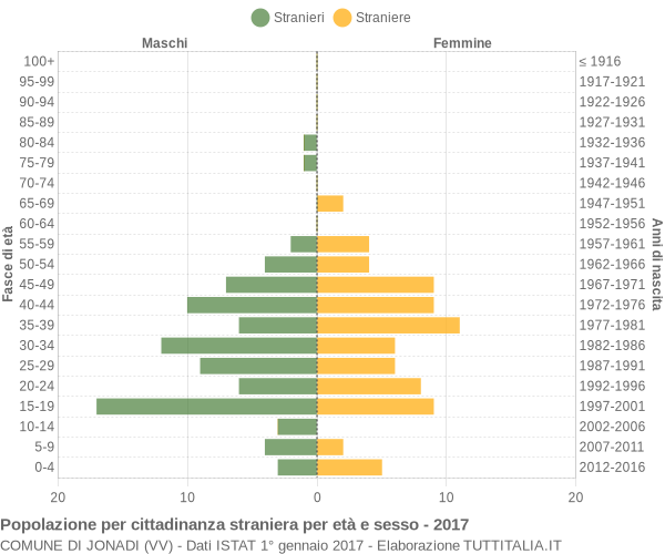 Grafico cittadini stranieri - Jonadi 2017