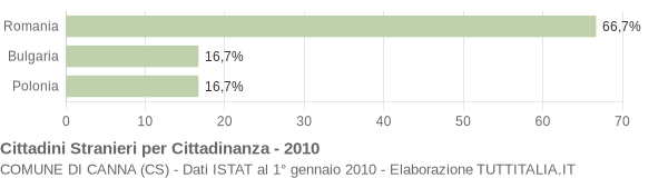 Grafico cittadinanza stranieri - Canna 2010