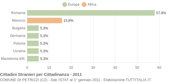 Grafico cittadinanza stranieri - Petrizzi 2011