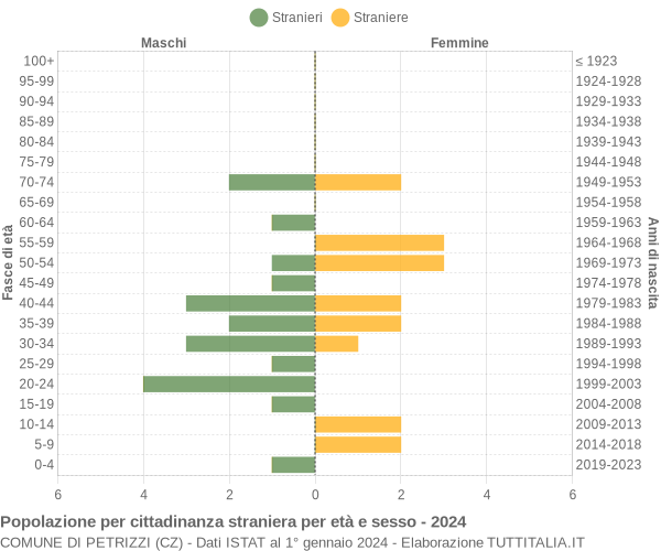 Grafico cittadini stranieri - Petrizzi 2024