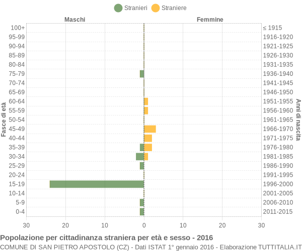 Grafico cittadini stranieri - San Pietro Apostolo 2016