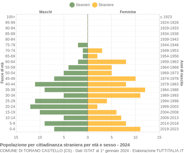 Grafico cittadini stranieri - Torano Castello 2024