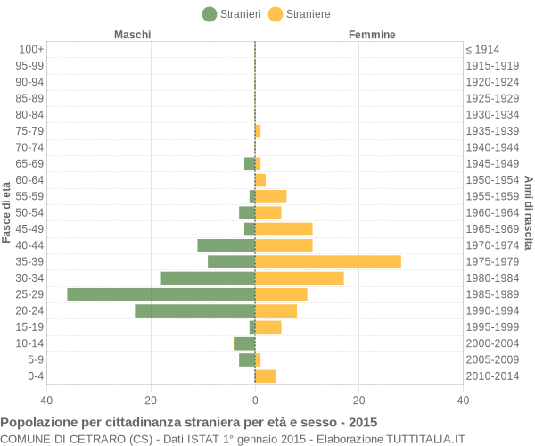 Grafico cittadini stranieri - Cetraro 2015