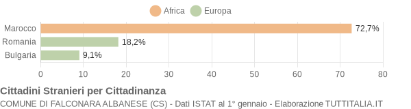 Grafico cittadinanza stranieri - Falconara Albanese 2011