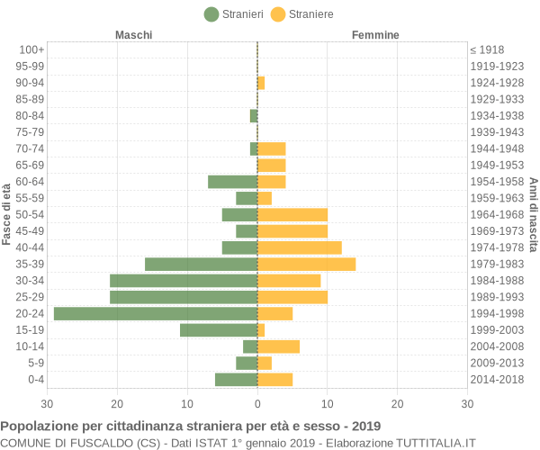 Grafico cittadini stranieri - Fuscaldo 2019