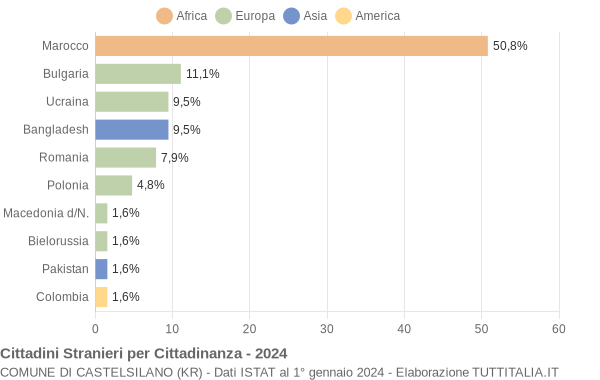 Grafico cittadinanza stranieri - Castelsilano 2024