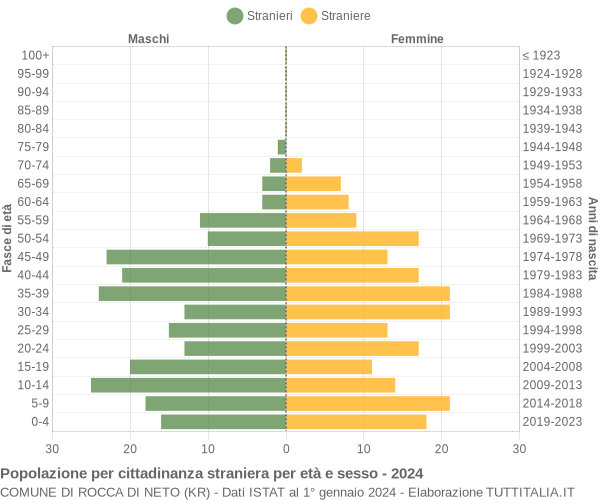 Grafico cittadini stranieri - Rocca di Neto 2024